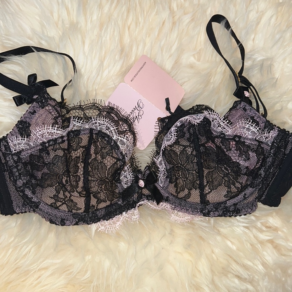 Agent Provocateur Garcia leavers lace and tulle bra black pink size 32C